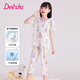 笛莎（DEESHA）女童睡衣春夏薄款網(wǎng)眼透氣抑菌純棉空調服中大童家居服套裝
