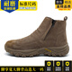 GIOIO日本進(jìn)口品質(zhì)焊工勞保鞋男專用豬皮拉鏈一腳蹬防砸防刺軟底工地工 8316棕靴拉鏈 焊工防燙鞋 41
