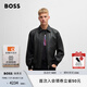 BOSS男士2025年春季新款寬松飛行員夾克皮衣外套 001-黑色 M (48)