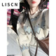 LISCN費(fèi)爾島復(fù)古提花撞色菱格毛衣女秋冬慵懶風(fēng)設(shè)計(jì)感寬松軟糯針織上衣 淺藍(lán)色 M 建議95-110斤