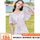 百圖betu女裝夏季新款連衣裙V領(lǐng)碎花顯瘦飛飛袖連衣裙女2304T82 淡紫 M
