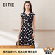 愛特愛（EITIE）時尚撞色波點V領(lǐng)收腰顯瘦無袖連衣裙2025夏季新款公主裙B2507624 極簡黑22 M (160)