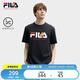 FILA 斐樂(lè)官方男子針織短袖衫2025夏新款狐貍刺繡休閑舒適純棉T恤