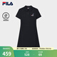 FILA 斐樂官方女子針織連衣裙2025夏新款時(shí)尚休閑純棉基礎(chǔ)POLO裙 傳奇藍(lán)-NV L 170/88A/L