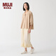 無印良品（MUJI）IDEE 女式 平紋 七分袖襯衫 女士襯衣外套春秋  GAD05C4S 米色 M （155/80A）