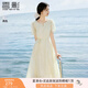 香影氣質(zhì)印花連衣裙女2025夏裝新款米白色泡泡袖圓領(lǐng)中長(zhǎng)絕美裙子 米白 S 155/80A/85-95斤