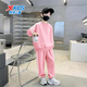 特步童裝男女孩春秋薄款套頭衛衣套裝2025新款中大童時(shí)尚休閑褲子 晚櫻粉 150