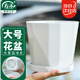壽禾 花盆大號帶托盤(pán)樹(shù)脂塑料綠植種植盆 木里盆大號-淺灰
