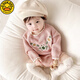G.DUCKKIDS2025新款嬰兒連體衣春秋款衣服韓版針織長(cháng)袖包屁衣女寶寶甜美爬服 粉紅色 73cm