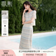 香影小香風(fēng)套裝裙子女2025夏季新款超好看千金感短袖半身裙兩件套 航線藍(lán) L 165/88A/110-125斤