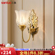 三洛（SANLUO）美式全銅壁燈客廳電視墻燈后現(xiàn)代簡約房間臥室床頭輕奢燈具LZ217 單頭全銅+LED三色燈泡