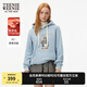 Teenie Weenie小熊加絨衛(wèi)衣女秋冬學(xué)院風(fēng)休閑索羅娜連帽衛(wèi)衣套頭衫 淺藍(lán)色 M (165)