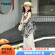 FIDQIOG國際品牌女童夏裝套裝2025新款女大童夏裝韓系吊帶上衣兒童度假休閑寬褲 套裝【吊帶+裙褲】 140 cm:建議身高130-140厘米
