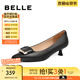 百麗（Belle）方扣高跟鞋女商場(chǎng)同款羊皮細(xì)跟單鞋Z2N2DCQ3 黑色 37 (235mm)