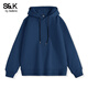 班尼路春秋季重磅情侶款衛衣柔軟舒適休閑寬松通勤潮牌純色經(jīng)典百搭外套 【連帽衛衣】-霧霾藍#純色 XL
