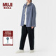 無印良品 MUJI 男女通用 山核桃紋    夾克 無性別 男款女款 AC03CC2A 藍(lán)色 M