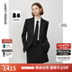 朗姿冬季新款通勤職業(yè)黑色西裝正裝外套氣質長袖西服上衣女 黑色2 M