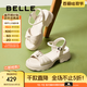 百麗（Belle）扭結(jié)休閑涼鞋女2025夏季新款商場同款真皮厚底涼鞋D6M1DBL5 米白 38 (240mm)