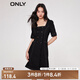 ONLY法式方領(lǐng)高腰A字短款牛仔連衣裙女|123242060 J19 黑牛仔BLACK DENIM XS (155) 76A