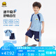 WALNUT DUCK小黃鴨2025夏季新品中小兒童短袖運動套裝 藍色 90 