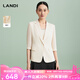LANDI[馥郁米白]LANDI高級(jí)感提花醋酸西裝外套女七分袖上衣夏新品 米色 L