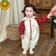 G.DUCKKIDS嬰兒連體衣2025春裝新款韓版男女寶寶拼色長(cháng)袖連帽爬服外出沖鋒衣 紅色 90cm 90