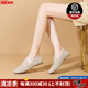 NINE WEST/玖熙2025春夏新款通勤樂福鞋反絨豆豆鞋女鞋舒適百搭單鞋女軟底 杏色 35