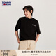 TOMMY JEANS【寬松街頭】夏季男裝美式純棉平紋針織簽字體短袖T恤18575 黑色BDS L （推薦：150-170斤）