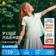 moodytiger女童短袖T恤速干吸汗25年夏季新品兒童T恤高彈柔軟印花運動上衣