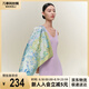 萬事利2025新款真絲桑蠶絲春夏絲巾外搭披肩女中方巾-花漾綺夢 藍色