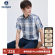 Navigare意大利小帆船男全棉涼感格紋襯衫短袖格子襯衣1323575502 藍(lán) M 