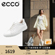 愛步（ECCO）板鞋女鞋 25年牛皮休閑板鞋系帶鞋平底鞋女 柔酷470843 白色/銀色47084361144 39 (245mm)