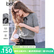百圖betu女裝2025春夏新款毛針織衫蝴蝶結(jié)綁帶短袖針織衫女2502T06 灰色 S