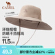駱駝（CAMEL）【baby同款】漁夫帽夏薄款大頭圍防曬遮陽(yáng)太陽(yáng)帽子大帽檐遮臉帽 575BP10003，卡其 均碼