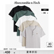 ABERCROMBIE & FITCH男裝24夏款5件組合裝經(jīng)典小麋鹿亨利領(lǐng)短袖T恤KI124-4177 黑色，白色，灰色，米色，綠色 M
