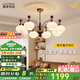 鹿家良品（LUUGAA）復(fù)古柿子客廳吊燈護(hù)眼中古風(fēng)新中式餐廳燈臥室燈客廳大燈主燈具 【薦】全光譜8頭三色光72W