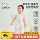 威爾貝魯（WELLBER）嬰兒睡袋春夏薄款寶寶防踢被子兒童雙層竹棉紗布分腿睡袍 林深見鹿【雙層-背心】 75cm(身高80-90cm)