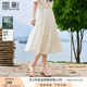 香影白色半身裙女裝2025夏季新款超好看高腰a字萊賽爾天絲小白裙 鷺白 M 160/84A/95-110斤