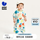 迷你巴拉【云柔速干】男女童夏季涼感抗菌連體衣寶寶爬服 綠藍(lán)色調(diào)00348 80cm