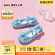 百麗（Belle）艾莎公主時(shí)尚水鉆時(shí)裝鞋女2025春新商場(chǎng)款可愛公主風(fēng)童鞋88702A85 藍(lán)色 27