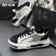 BFGN品牌貝殼頭男鞋2026春季新款休閑運動(dòng)鞋子男內增高小白鞋男老爹鞋 白黑色【皮面】-增高款 41 皮鞋碼