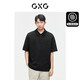 GXG男裝 肌理感提花polo衫男士翻領(lǐng)短袖 24夏季 黑色 185/XXL