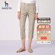 哈吉斯（HAZZYS）女裝 夏款休閑褲通勤彈力8分單褶直筒褲女ATDSP03BP23 米色BI 40 (160/72A 40)