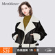 MeetMetro瑪依爾撞色毛領(lǐng)機車風短外套女裝2025秋冬新款加絨飛行員夾克 黑色【現(xiàn)貨閃電發(fā)】 S