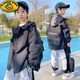 G.DUCKKIDS童裝男童運(yùn)動(dòng)外套春秋2023新款5-15歲中大男童沖鋒衣男孩連帽上衣 黑色 織帶風(fēng)衣【春秋款】 150 150碼適合身高140厘米左右