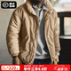 馬登工裝 美式復(fù)古青果領(lǐng)加厚棉服男冬季立領(lǐng)保暖防寒面包服棉衣外套 卡其色 M