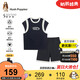 暇步士（Hush Puppies）童裝兒童背心套裝25夏男大童短袖短褲假兩件套裝 藏藍(lán)  110 