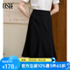 歐莎（OSA）法式高腰白色a字半身裙子女士夏季2025年新款顯瘦遮胯魚尾傘裙 黑色 XL