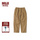 無印良品（MUJI）大童 彈力 絲光斜紋 寬松褲 兒童褲子童裝男童女童 CB1L2A4A 深米色 110/50A