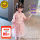 G.DUCKKIDS童裝漢服女童夏裝套裝裙兒童唐裝中國風(fēng)上衣裙子六一表演服小女孩 粉色 110尺碼4~5歲【100-110cm】